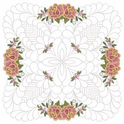 Trapunto Feather Rose Quilt 07(Md) machine embroidery designs