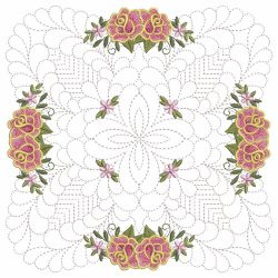 Trapunto Feather Rose Quilt 07(Lg)