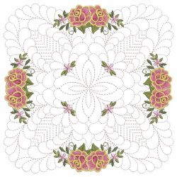 Trapunto Feather Rose Quilt 07(Lg)