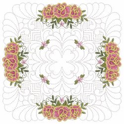 Trapunto Feather Rose Quilt 08(Lg) machine embroidery designs