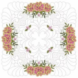 Trapunto Feather Rose Quilt 08(Lg)