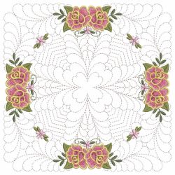 Trapunto Feather Rose Quilt 09(Sm)
