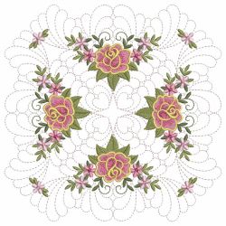 Trapunto Feather Rose Quilt 10(Sm) machine embroidery designs