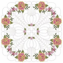 Trapunto Feather Rose Quilt 11(Md) machine embroidery designs