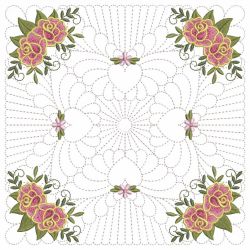 Trapunto Feather Rose Quilt 12(Sm)
