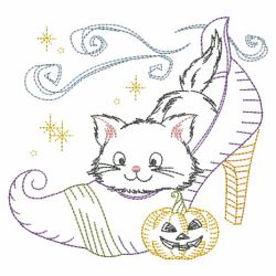 Vintage Halloween Kitten 07(Md) machine embroidery designs