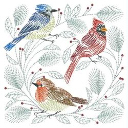 Vintage Winte Birds(Md) machine embroidery designs