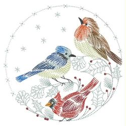 Vintage Winte Birds 10(Md) machine embroidery designs