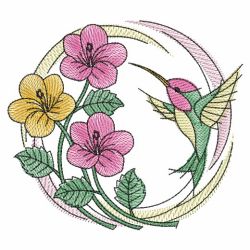 Watercolor Hummingbird Wreath 02(Md) machine embroidery designs