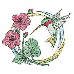 Watercolor Hummingbird Wreath 03(Lg) machine embroidery designs