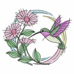 Watercolor Hummingbird Wreath 04(Md) machine embroidery designs