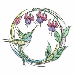 Watercolor Hummingbird Wreath 06(Md) machine embroidery designs
