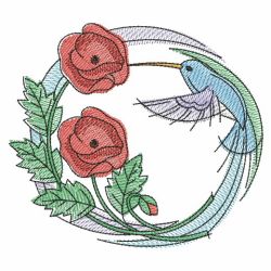 Watercolor Hummingbird Wreath 07(Md) machine embroidery designs