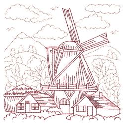 Redwork Windmill 02(Md) machine embroidery designs