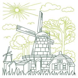 Redwork Windmill 04(Md) machine embroidery designs