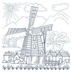 Redwork Windmill 07(Sm) machine embroidery designs