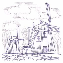 Redwork Windmill 09(Md) machine embroidery designs