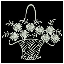 White Work Floral Baskets(Sm) machine embroidery designs