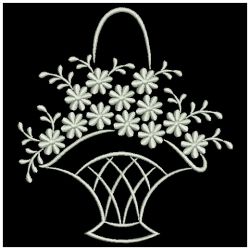 White Work Floral Baskets 05(Sm) machine embroidery designs