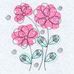 Applique Doodle Flowers 01(Lg)