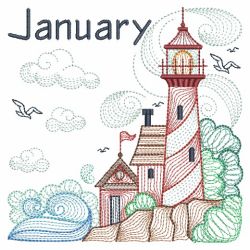 Months of the Year Lighthouses(Sm) machine embroidery designs