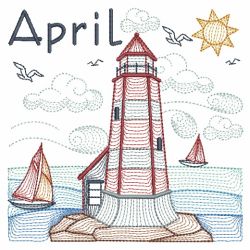 Months of the Year Lighthouses 04(Md) machine embroidery designs