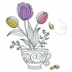 Sketched Teacup In Bloom 01(Lg) machine embroidery designs
