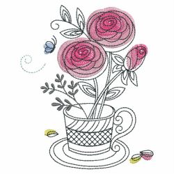 Sketched Teacup In Bloom 03(Lg) machine embroidery designs