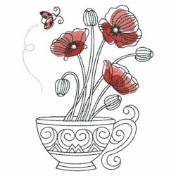 Sketched Teacup In Bloom 05(Lg) machine embroidery designs