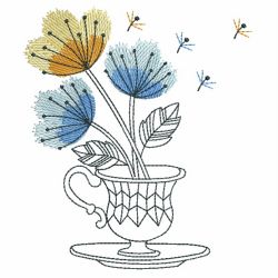 Sketched Teacup In Bloom 07(Md) machine embroidery designs