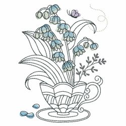 Sketched Teacup In Bloom 09(Sm) machine embroidery designs