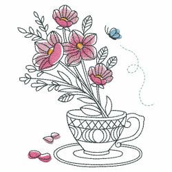 Sketched Teacup In Bloom 10(Md) machine embroidery designs
