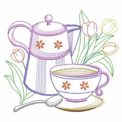 Tea Time And Blooms(Lg) machine embroidery designs