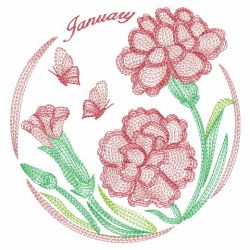 Rippled Flowers Of The Month 01(Sm) machine embroidery designs