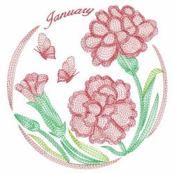 Rippled Flowers Of The Month(Lg) machine embroidery designs
