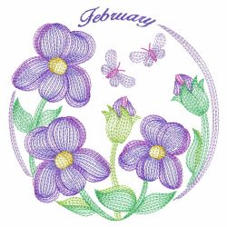 Rippled Flowers Of The Month 02(Md) machine embroidery designs
