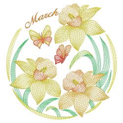 Rippled Flowers Of The Month 03(Md) machine embroidery designs
