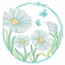 Rippled Flowers Of The Month 04(Md) machine embroidery designs