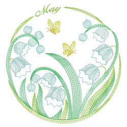 Rippled Flowers Of The Month 05(Sm) machine embroidery designs