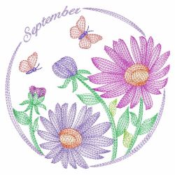 Rippled Flowers Of The Month 09(Sm) machine embroidery designs