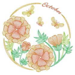Rippled Flowers Of The Month 10(Md) machine embroidery designs