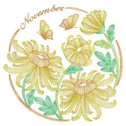 Rippled Flowers Of The Month 11(Sm) machine embroidery designs