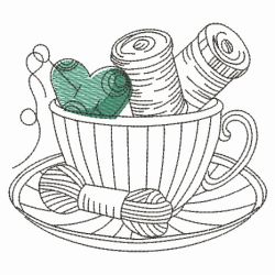 Blackwork Crafty Teacup 07(Sm) machine embroidery designs