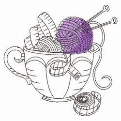 Blackwork Crafty Teacup 08(Sm) machine embroidery designs