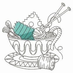 Blackwork Crafty Teacup 09(Lg) machine embroidery designs