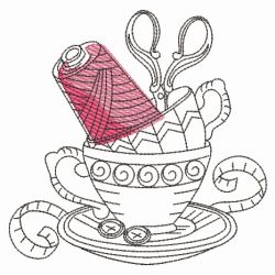 Blackwork Crafty Teacup 10(Sm) machine embroidery designs