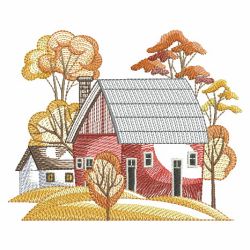 Fall Cabin Scene 02(Md) machine embroidery designs