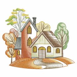 Fall Cabin Scene 03(Lg) machine embroidery designs