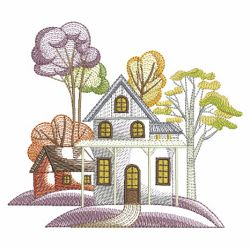 Fall Cabin Scene 04(Lg) machine embroidery designs