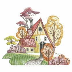 Fall Cabin Scene 05(Lg) machine embroidery designs